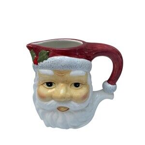 Vintage Santa Head Ceramic Pitcher Christmas Holiday Cheer 1997 Captain Michael